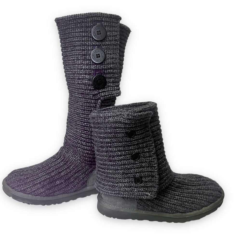 UGG Australia Classic 5819 Cardy Blue/Gray Knit Sweater Boots Sz 6